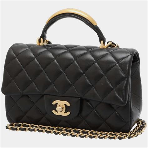 chanel lambskin mini kelly flap bag black|chanel mini flap bag with top handle.